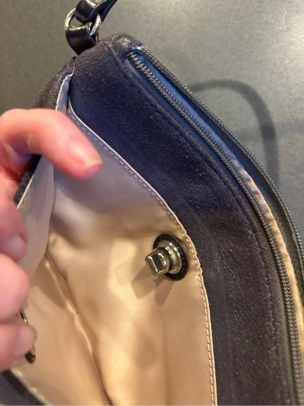 Coach Designer navy Black metallic Suede Wristlet htf